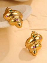 18K Gold-Plated Inlaid Zircon Spiral Earrings - Trendsi - Flyclothing LLC