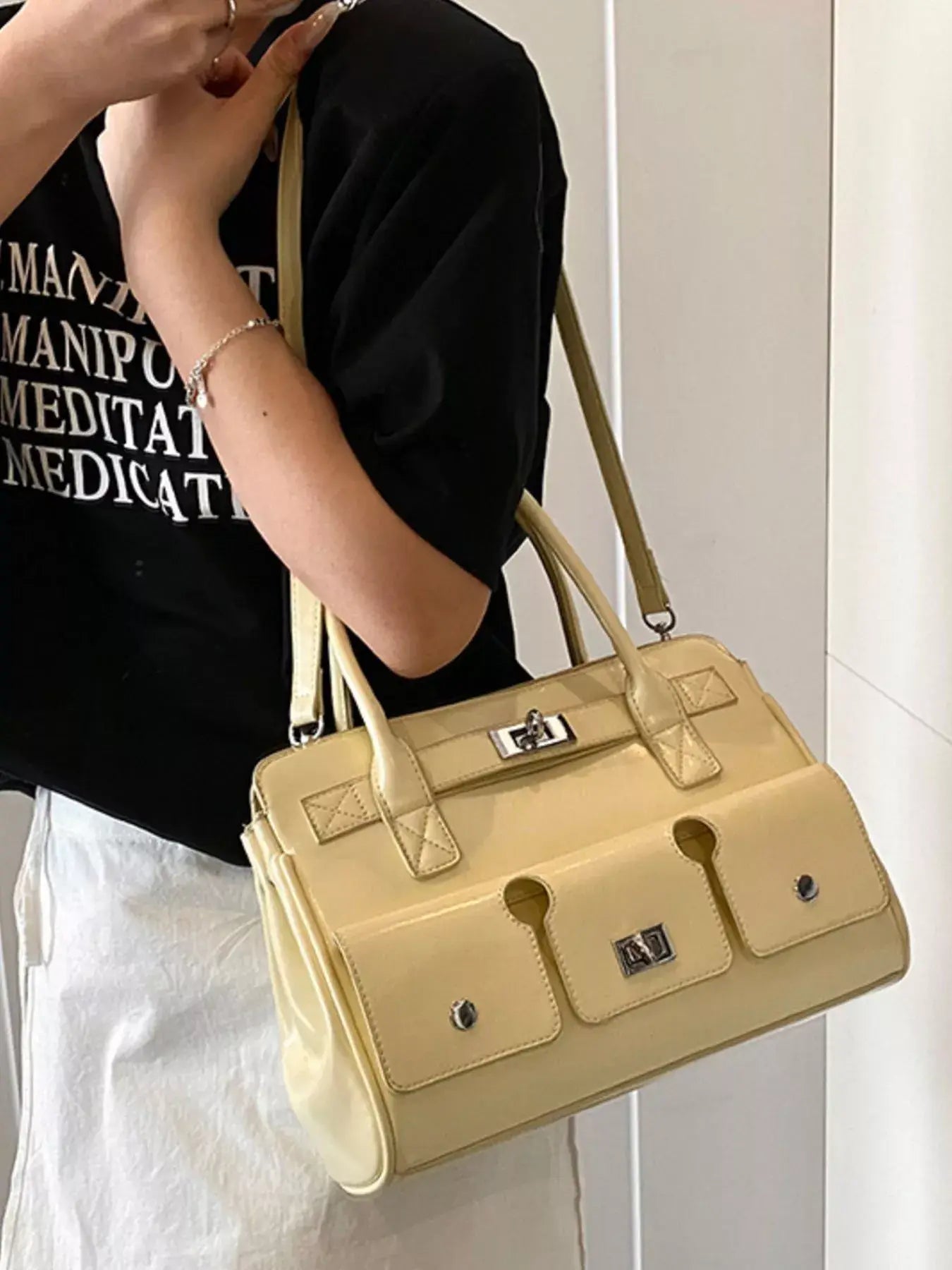 Top Handle Shoulder Bag - Trendsi - Flyclothing LLC