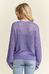ADORA Round Neck Lurex Crochet Top - Trendsi - Flyclothing LLC