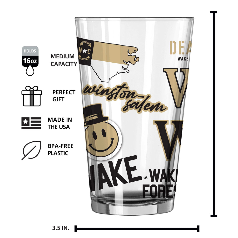 Wake Forest 16oz Native Pint Glass - Logo Brands - Flyclothing LLC