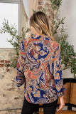 Sew In Love Full Size Wrinkle Free Paisley Print Long Sleeve Top - Trendsi