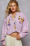 POL Raw Hem Floral Print Cropped Hooded Jacket - Trendsi