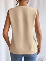 V-Neck Pleated Sleeveless Cami Tank Top - Trendsi - Flyclothing LLC