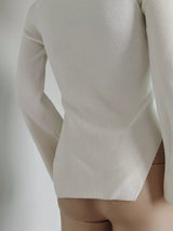Ribbed Knit Sweetheart Neckline Sweater - Trendsi - Flyclothing LLC