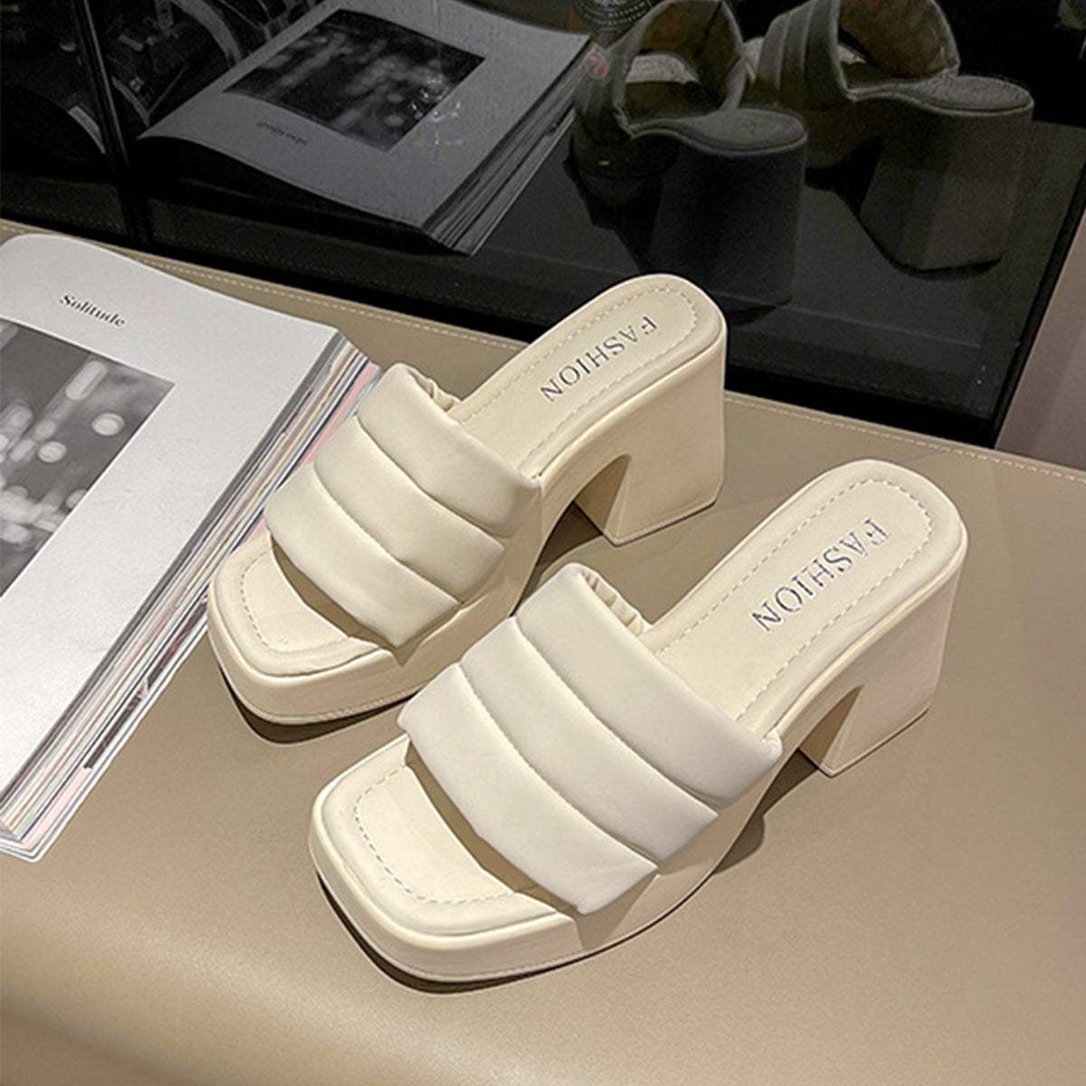 Open Toe Block Heel Sandals - Trendsi - Flyclothing LLC