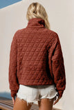 Double Take Half Zip Long Sleeve Quilted Sweatshirt with Pocket - Trendsi