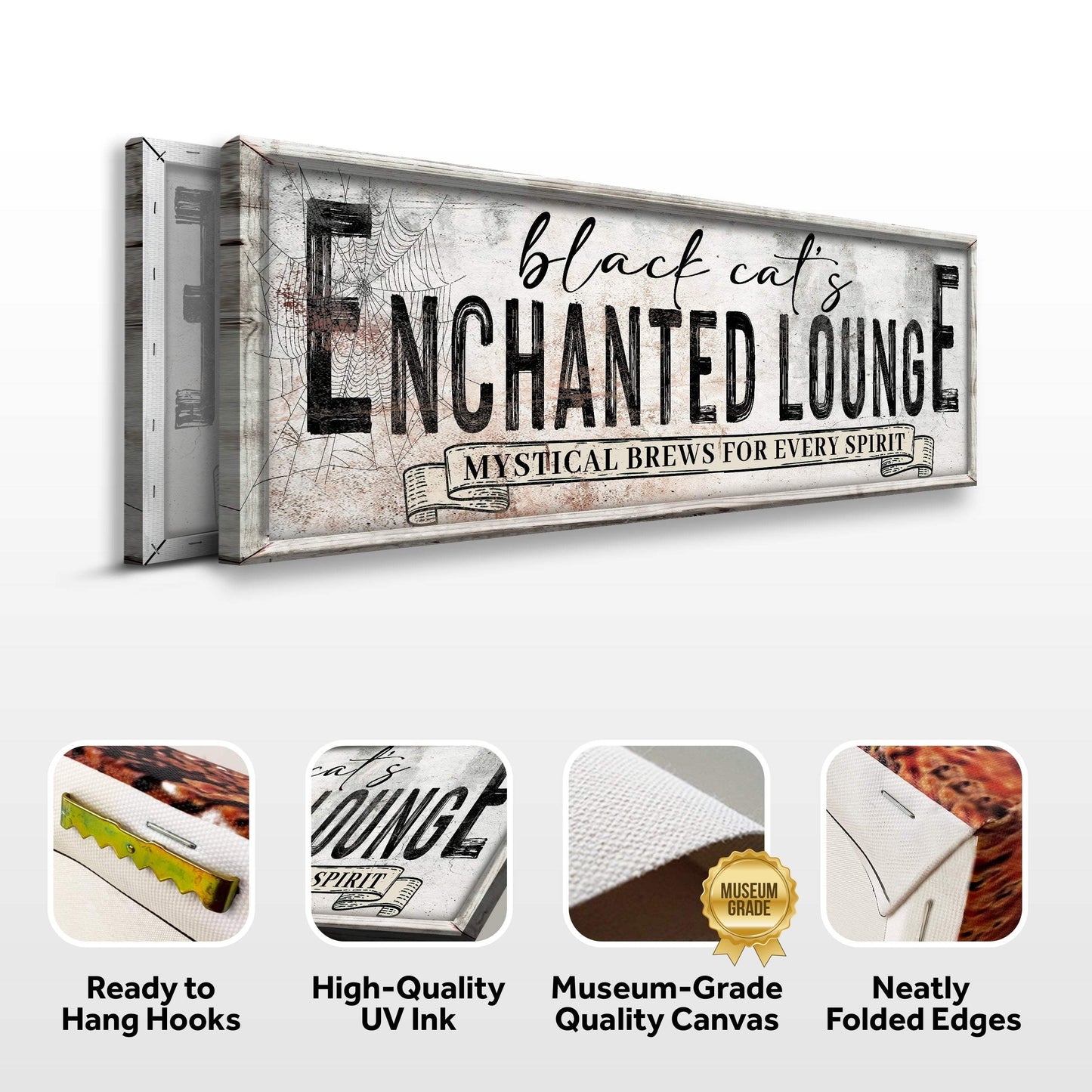 Black Cat's Enchanted Lounge Halloween Sign III - Tailored Canvases - Flyclothing LLC