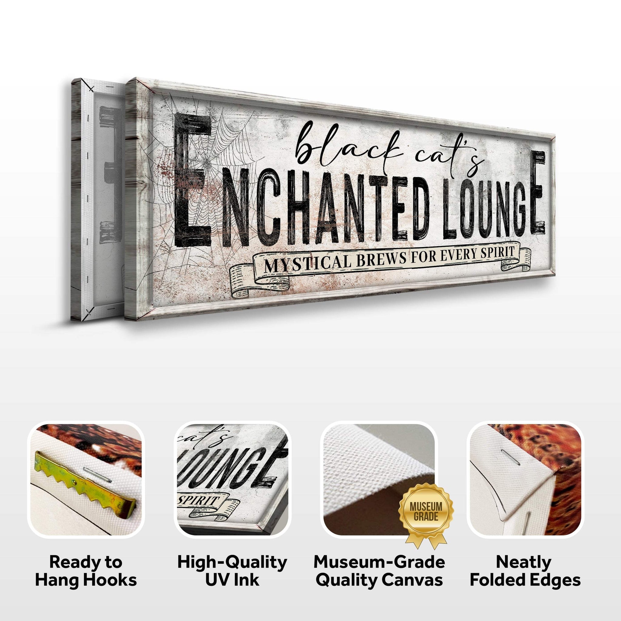 Black Cat's Enchanted Lounge Halloween Sign III - Tailored Canvases - Flyclothing LLC