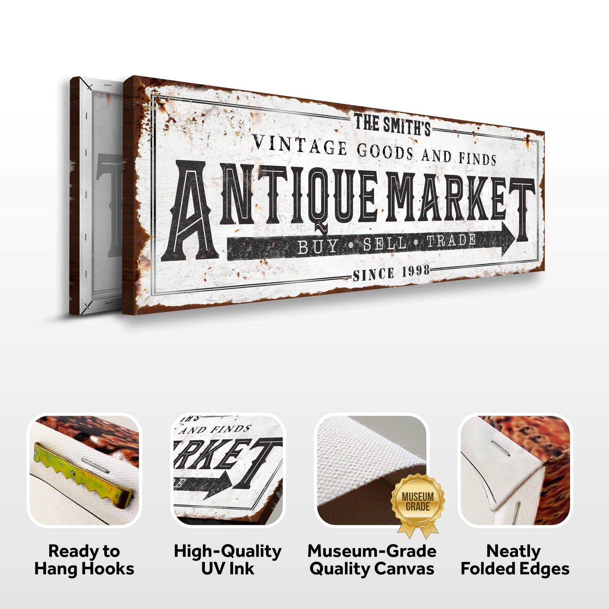 Vintage Antique Market Sign II - Tailored Canvases - Flyclothing LLC