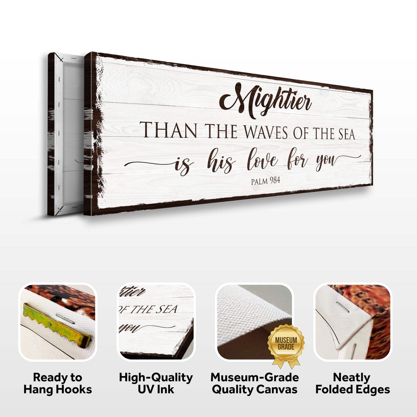 Mightier Than the Waves of the Sea Psalm 93:4 Faith Sign - Tailored Canvases - Flyclothing LLC