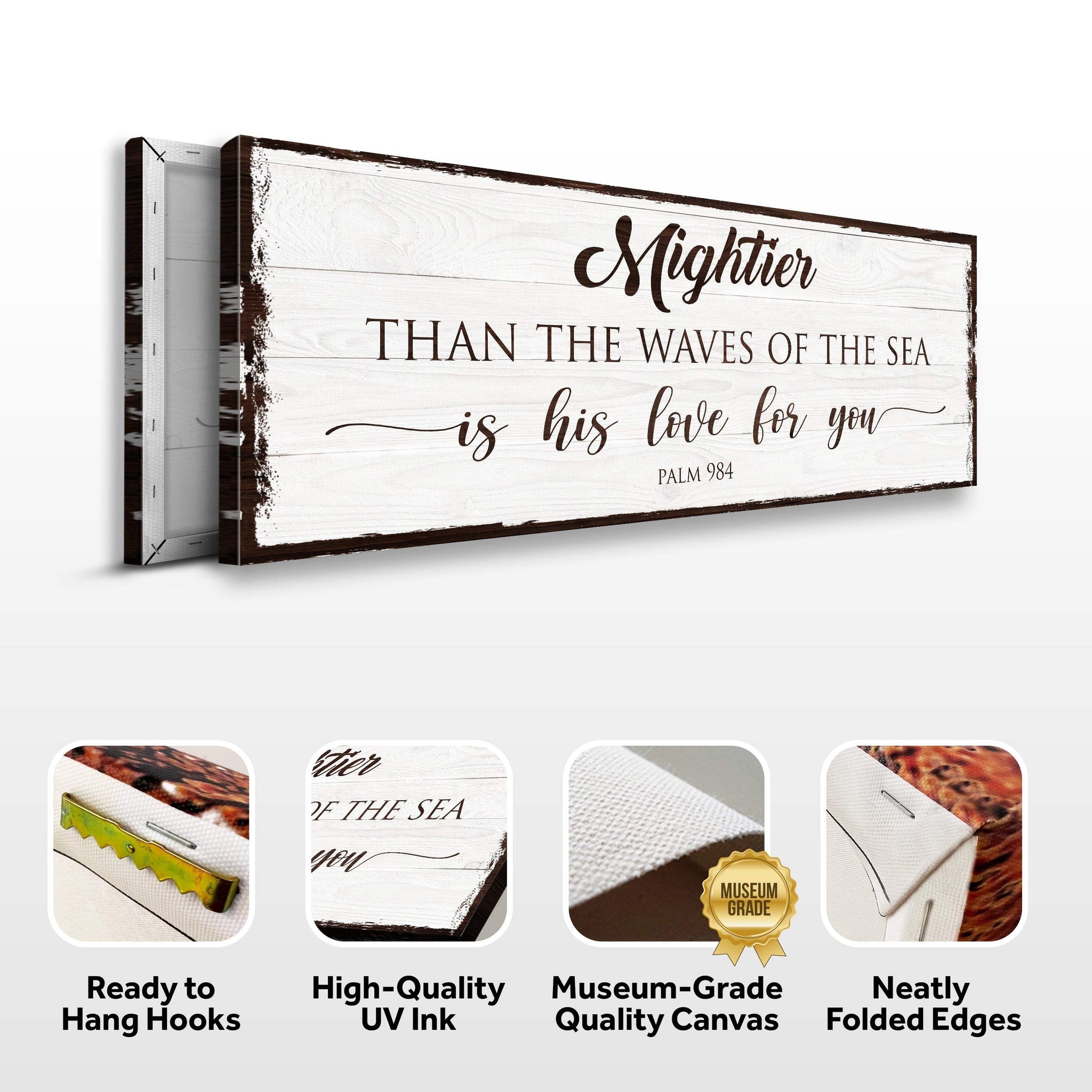 Mightier Than the Waves of the Sea Psalm 93:4 Faith Sign - Tailored Canvases - Flyclothing LLC