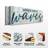 Happiness Comes In Waves Beach Sign - Tailored Canvases - Flyclothing LLC