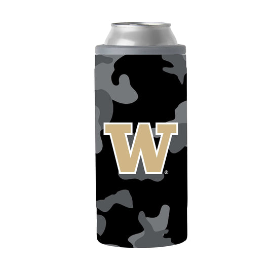 Washington Black Camo 12oz Slim Can Coolie - Logo Brands - Flyclothing LLC