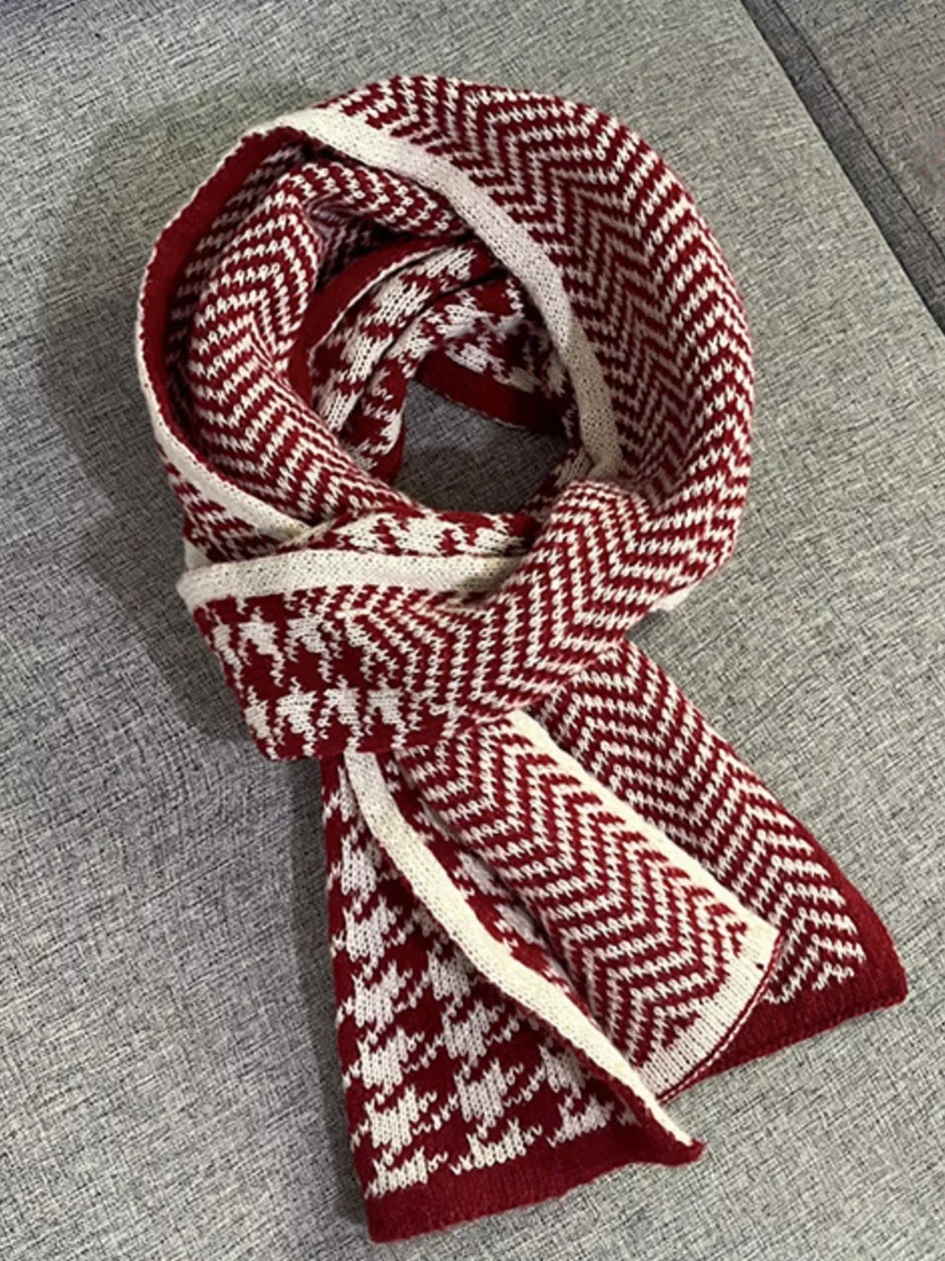 Houndstooth Pattern Warm Winter Scarf - Trendsi - Flyclothing LLC