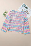 Openwork Side Slit Round Neck Striped Cover Up - Trendsi - Flyclothing LLC
