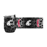 WA State Leopard 16oz Black Powdercoat Curved Beverage