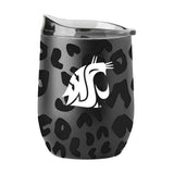 WA State Leopard 16oz Black Powdercoat Curved Beverage