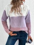 Color Block Boat Neck Sweater - Trendsi - Flyclothing LLC