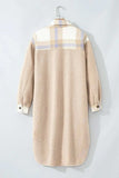 Slit Plaid Button Down Long Sleeve Coat - Trendsi - Flyclothing LLC