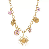 18K Gold-Plated Stainless Steel Charm Necklace - Trendsi - Flyclothing LLC