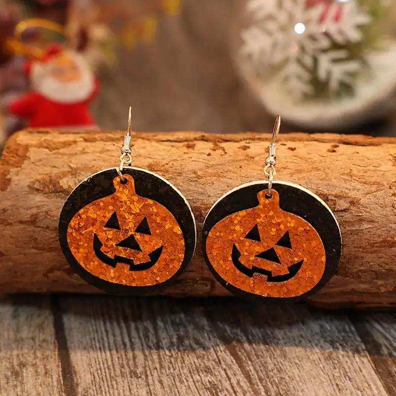 PU Leather Pumpkin Earrings - Trendsi - Flyclothing LLC