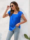 Ruffled Square Neck Cap Sleeve Blouse - Trendsi - Flyclothing LLC