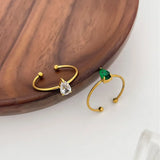 2-Piece 18K Gold-Plated Inlaid Zircon Open Ring - Trendsi - Flyclothing LLC