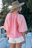 ODDI Full Size Poplin Bubble Sleeve Blouse - Trendsi