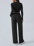 Devine Round Neck Long Sleeve Top and Pants Set - Trendsi - Flyclothing LLC