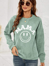 Round Neck Long Sleeve MAMA Graphic Sweatshirt - Trendsi - Flyclothing LLC