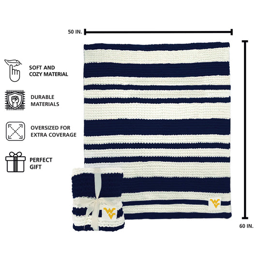 West Virginia Cable Knit Throw 50x60 - Logo Brands - Flyclothing LLC