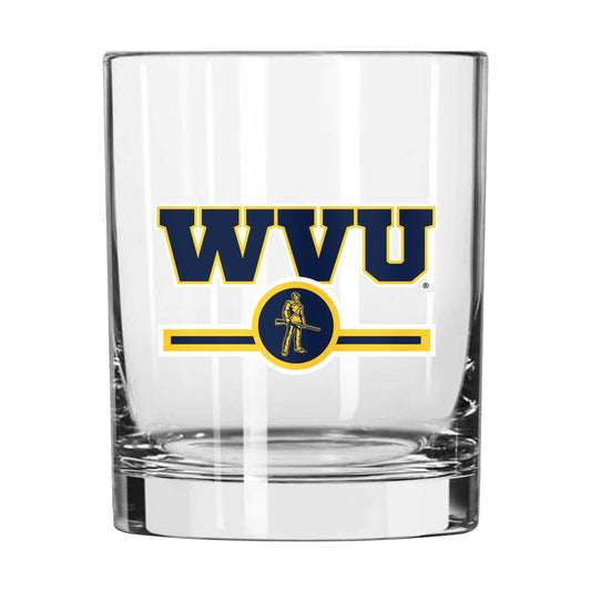 West Virginia 14oz Letterman Rocks Glass - Logo Brands - Flyclothing LLC