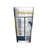 West Virginia 16oz Quilted Stained Pint Glass