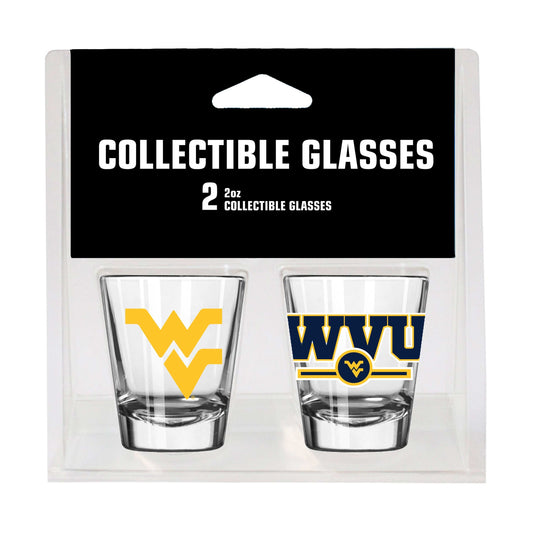 West Virginia Campus Colors 2oz Letterman Shot Glass 2 Pack - Logo Brands - Flyclothing LLC