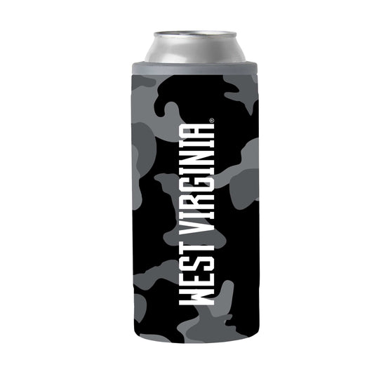 West Virginia Black Camo 12oz Slim Can Coolie - Logo Brands - Flyclothing LLC