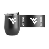West Virginia 16oz Black Powder Coat Curved Beverage