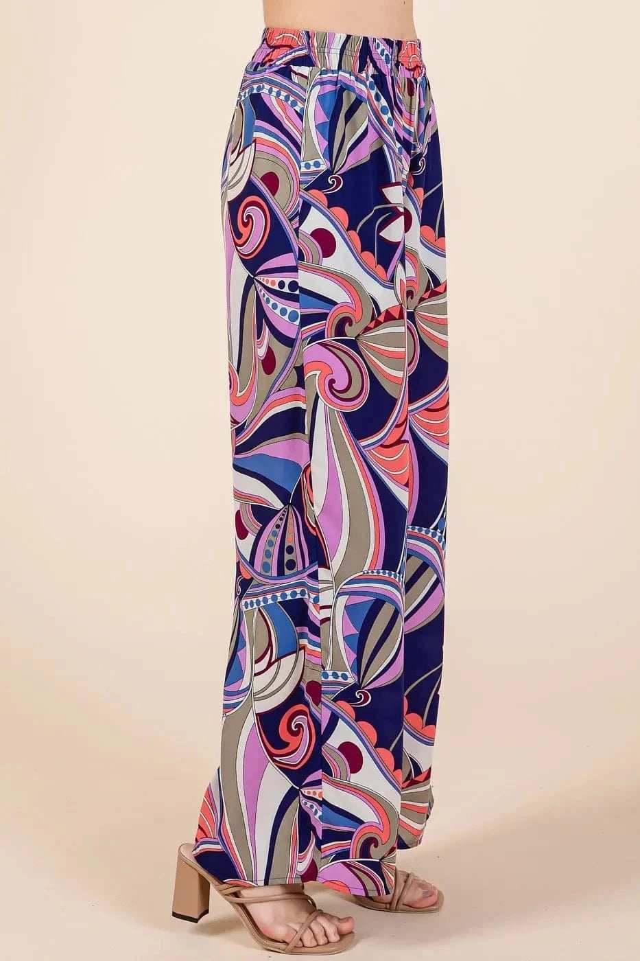 Mittoshop Abstract Print Elastic Waist Wide Leg Pants - Trendsi - Flyclothing LLC