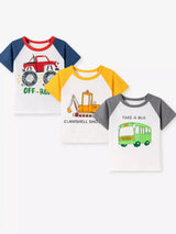 Children's Cartoon Vehicle Graphic Raglan Sleeve T-Shirts - Trendsi - Flyclothing LLC
