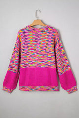 Colorful Knit Crew Neck Sweater - Trendsi - Flyclothing LLC