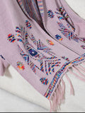 Fringe Geometric Open Front Long Sleeve Cape - Trendsi