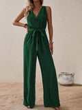 Tied Surplice Sleeveless Wide Leg Jumpsuit - Trendsi - Flyclothing LLC