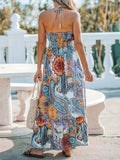 Printed Halter Neck Maxi Dress - Trendsi - Flyclothing LLC