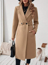 Full Size Elegant Lapel Collar Belted Coat with Pockets Plus Size - Trendsi - Flyclothing LLC