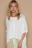 POL Eyelet Detail Studded High-Low Top - Trendsi