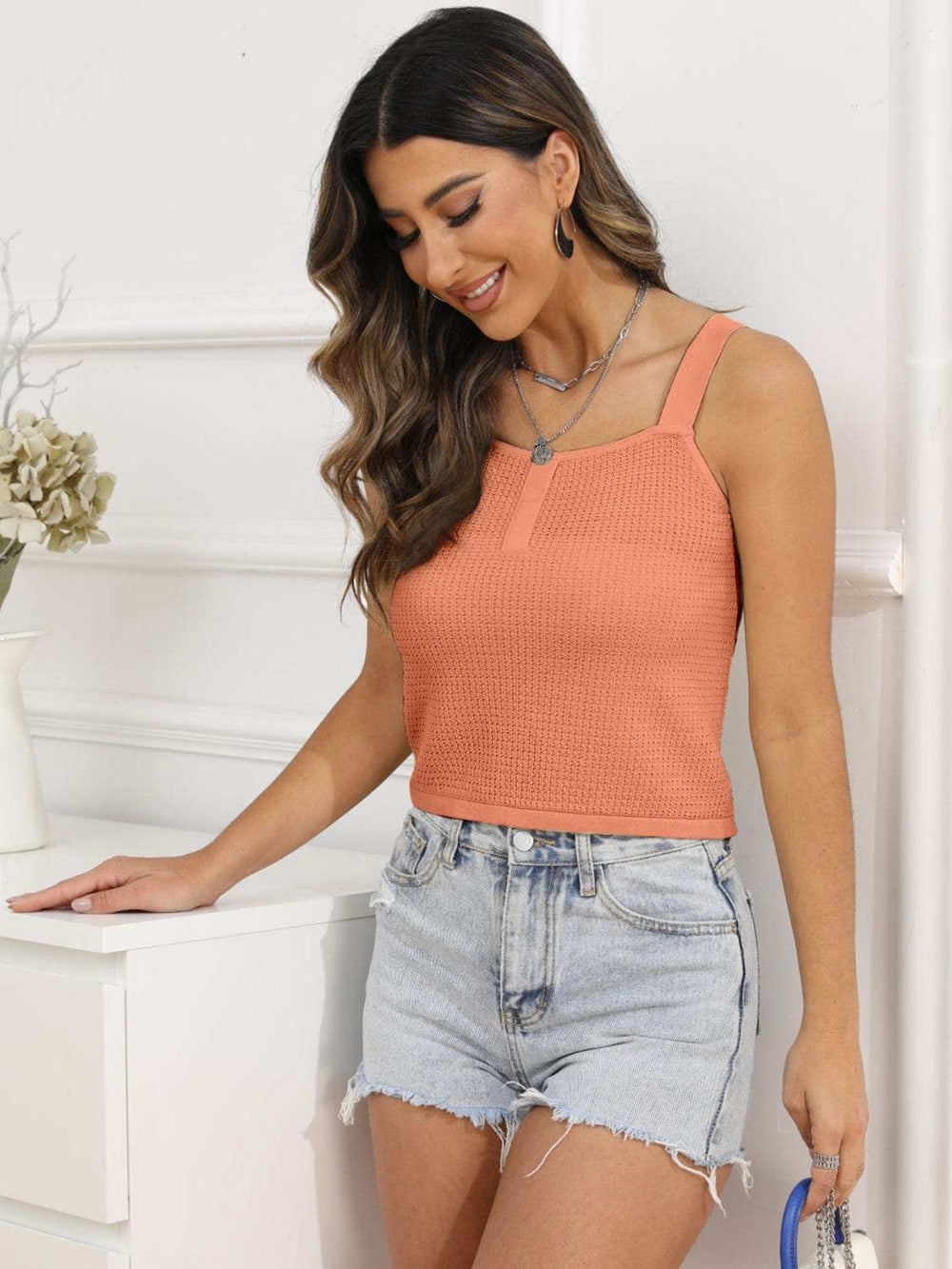 Square Neck Cropped Cami - Trendsi - Flyclothing LLC