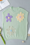 Crochet Flower Round Neck Sweater Vest - Trendsi - Flyclothing LLC