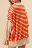 Striped Johnny Collar Long Sleeve Sweatshirt - Trendsi - Flyclothing LLC