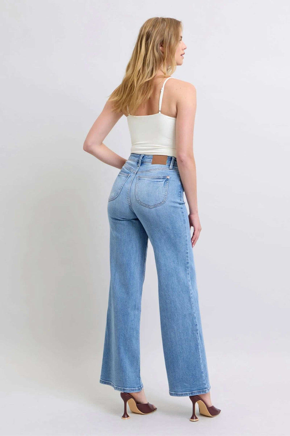Judy Blue Full Size Wide Leg Jeans with Pockets - Trendsi - Flyclothing LLC