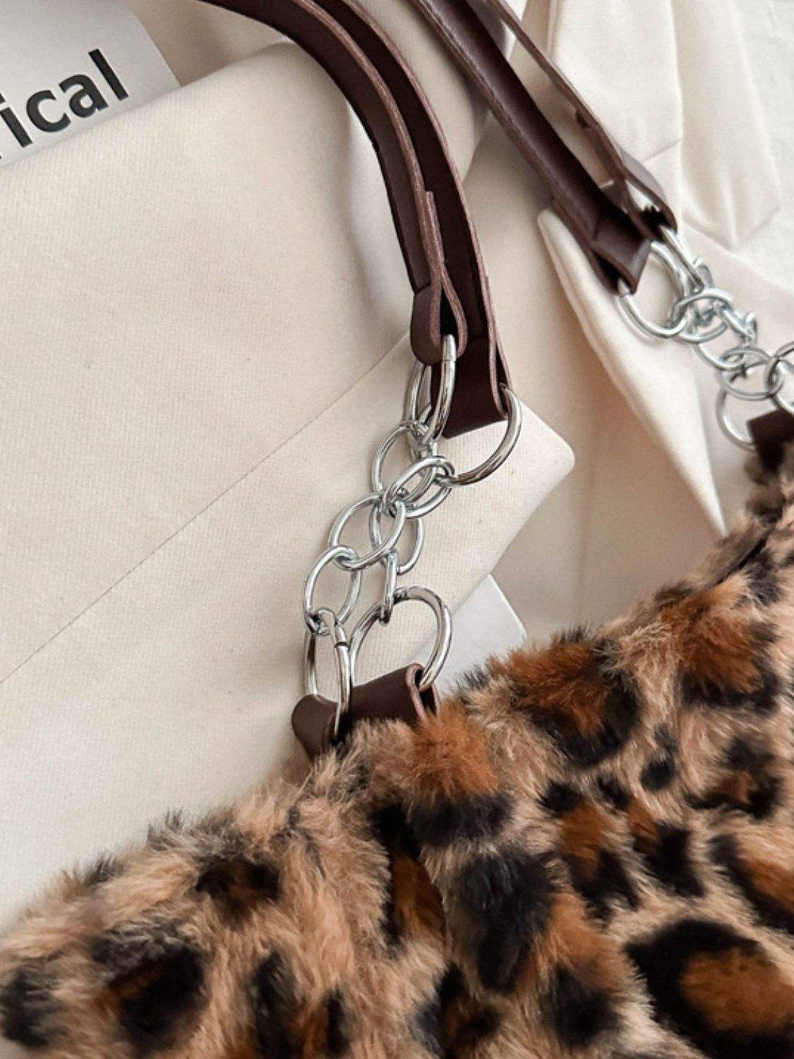 Faux Fur Leopard Shoulder Bag - Trendsi - Flyclothing LLC