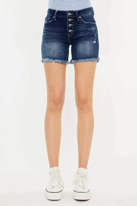 Kancan Mid Rise Button Fly Denim Shorts - Trendsi - Flyclothing LLC